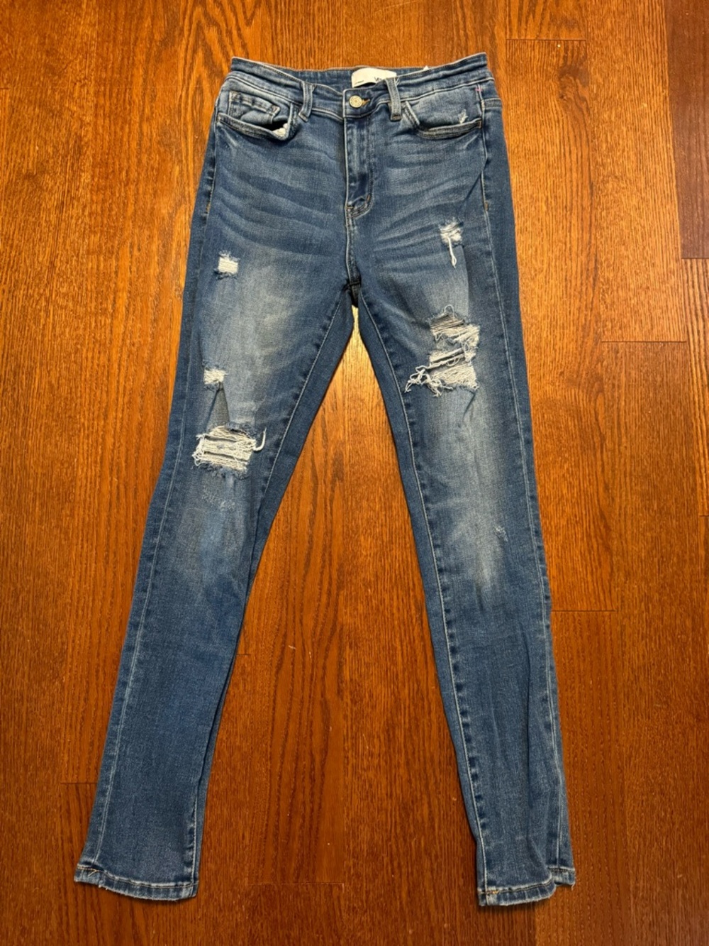 Distressed Dark Blue Women's Skinny Jeans